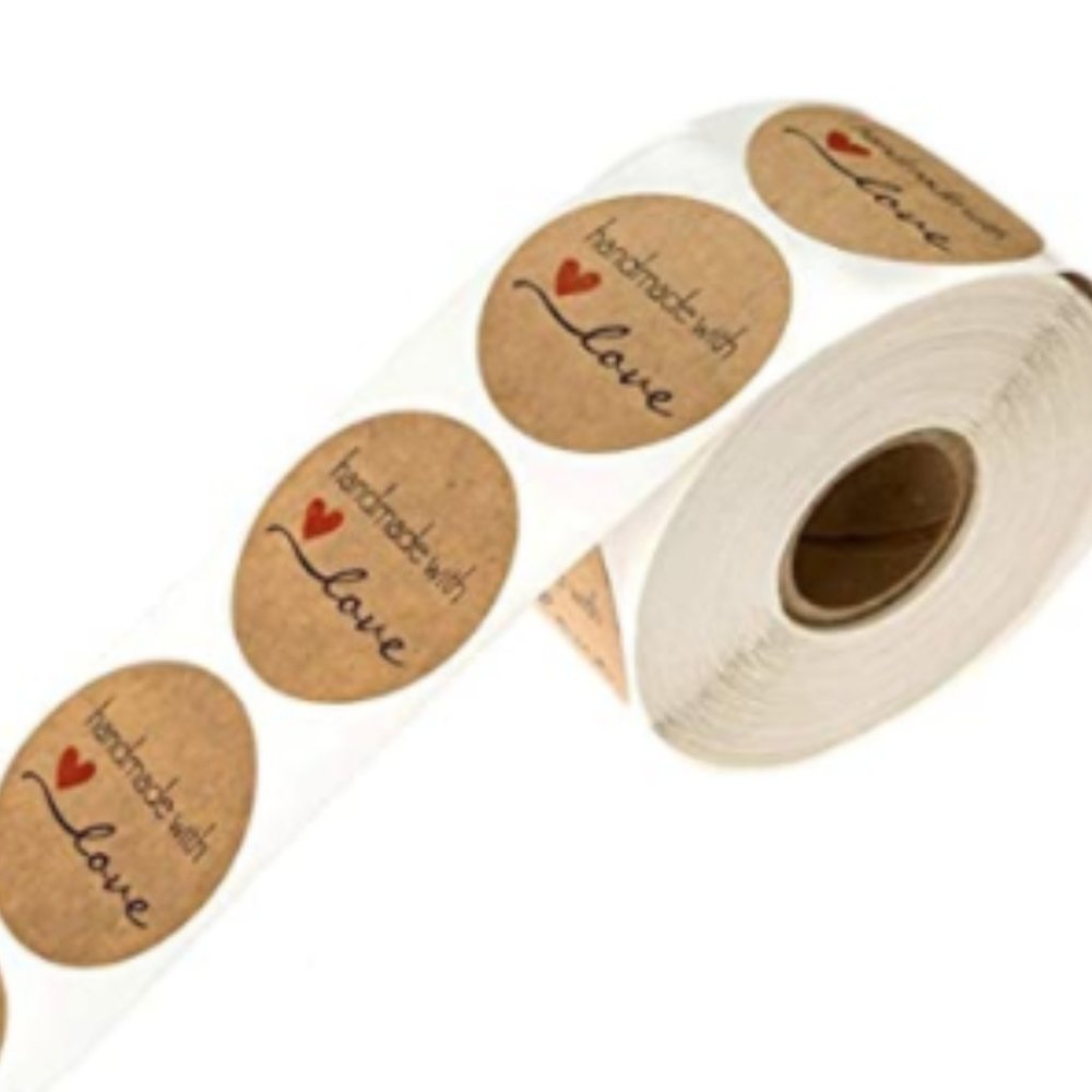 NEW 100 "HANDMADE WITH LOVE" 1"★ Shipping Mail Office ★THANK YOU Stickers - Picture 2 of 4